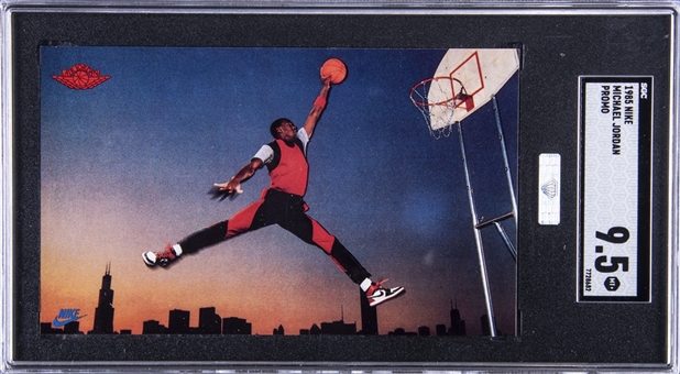1985 Nike Michael Jordan Promo Rookie Card - SGC MINT+ 9.5 – MBA Silver Diamond Certified